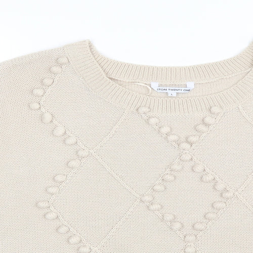 Store 21 Womens Beige Round Neck  Acrylic Pullover Jumper Size L