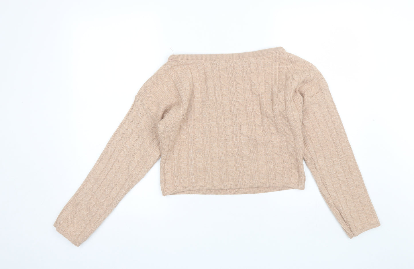 Lasula Womens Pink Round Neck  Acrylic Pullover Jumper Size S