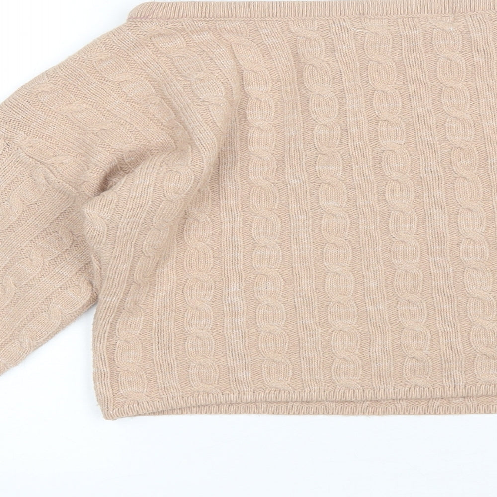 Lasula Womens Pink Round Neck  Acrylic Pullover Jumper Size S