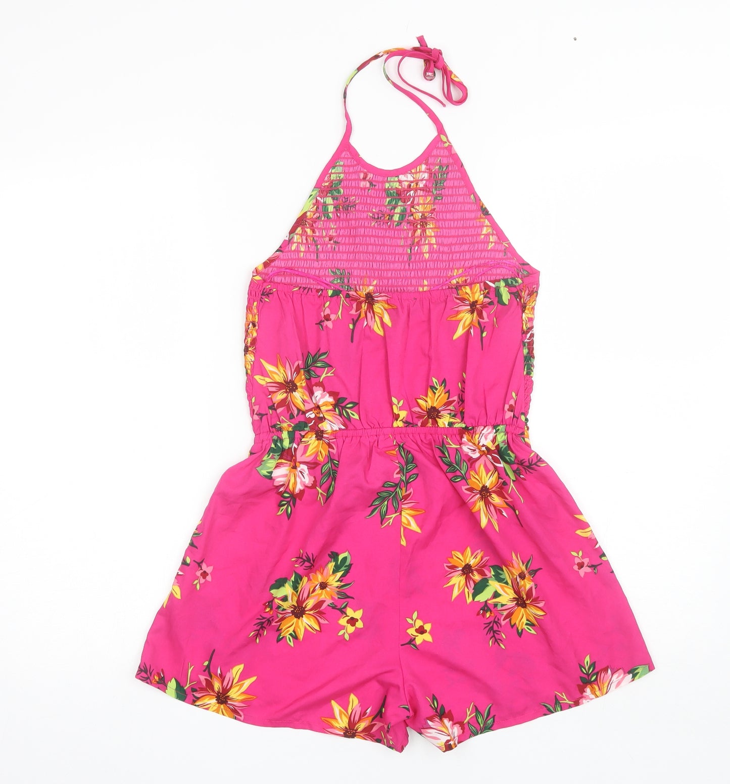 Primark Womens Pink Floral Polyester Playsuit One-Piece Size 6