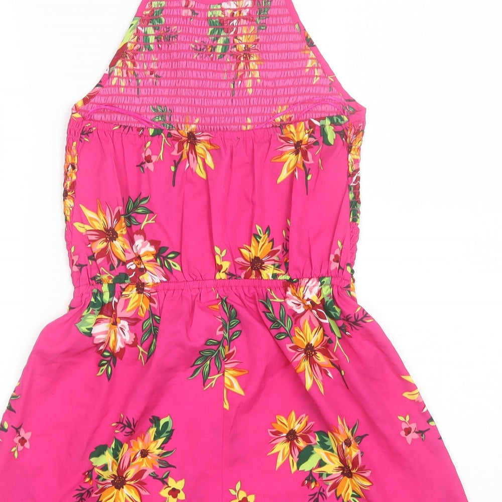 Primark Womens Pink Floral Polyester Playsuit One-Piece Size 6