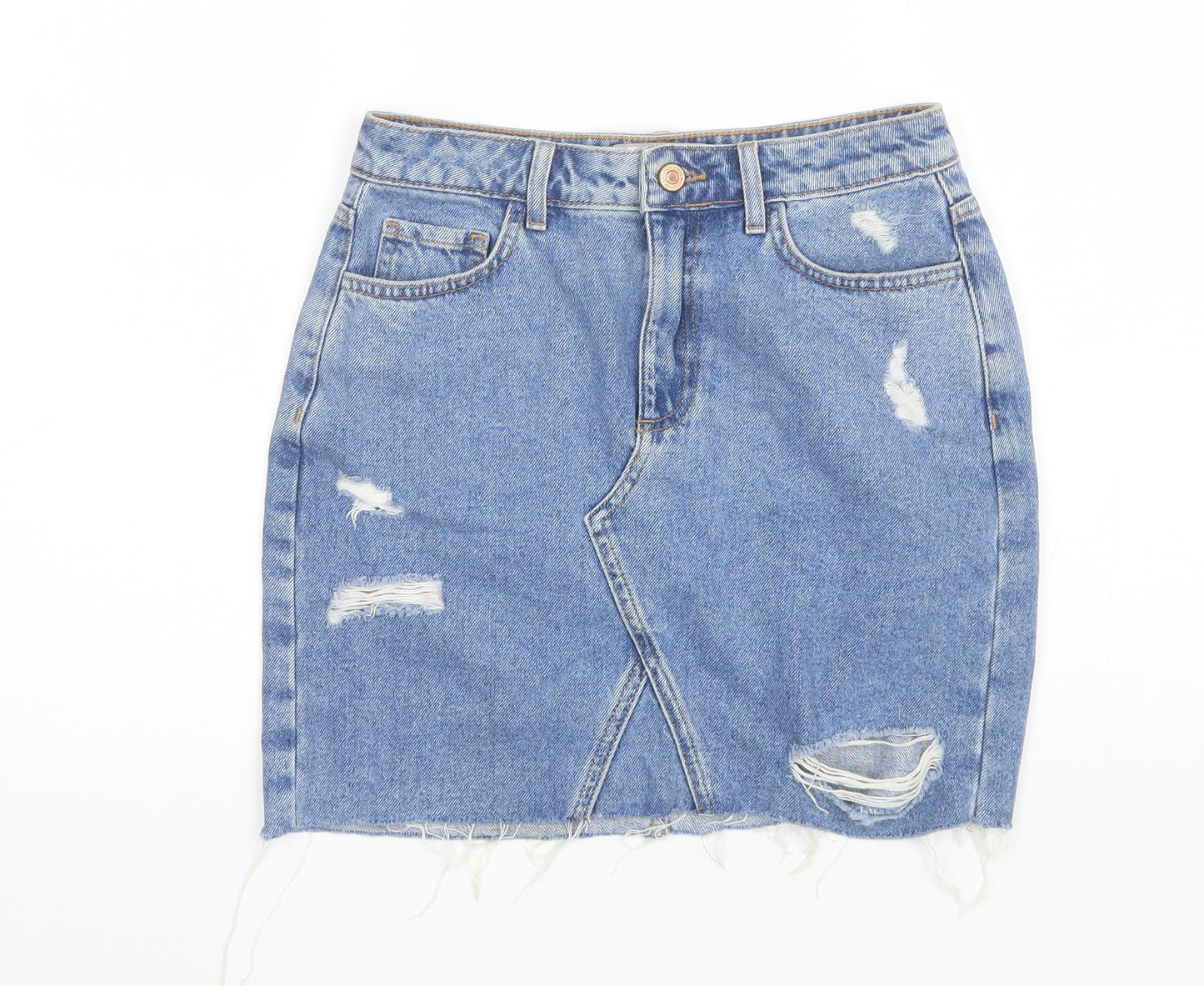 New Look Girls Blue  Cotton Mini Skirt Size 13 Years  Regular
