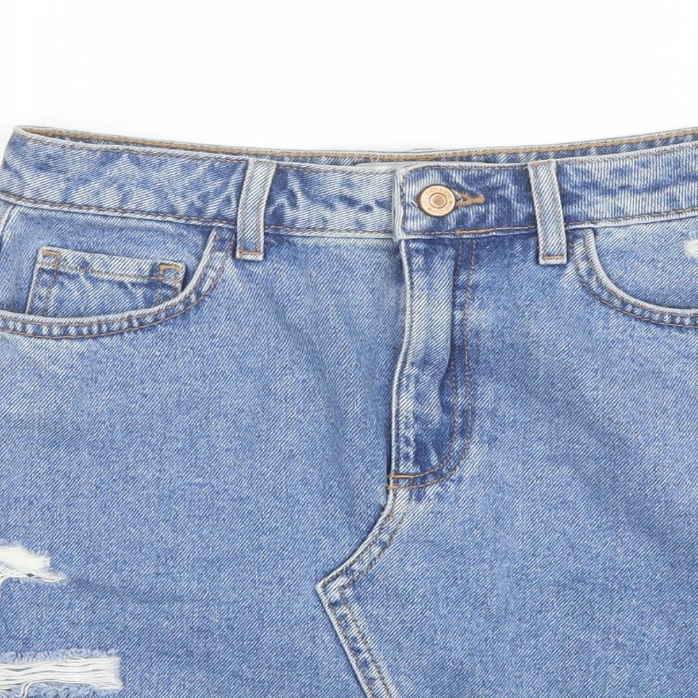 New Look Girls Blue  Cotton Mini Skirt Size 13 Years  Regular