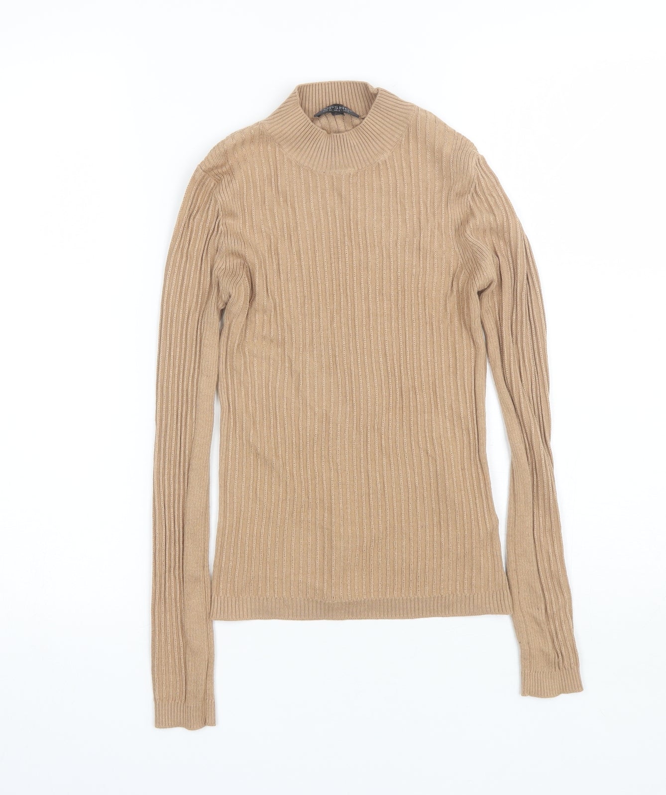 Topshop Womens Brown Mock Neck  Viscose Pullover Jumper Size 6