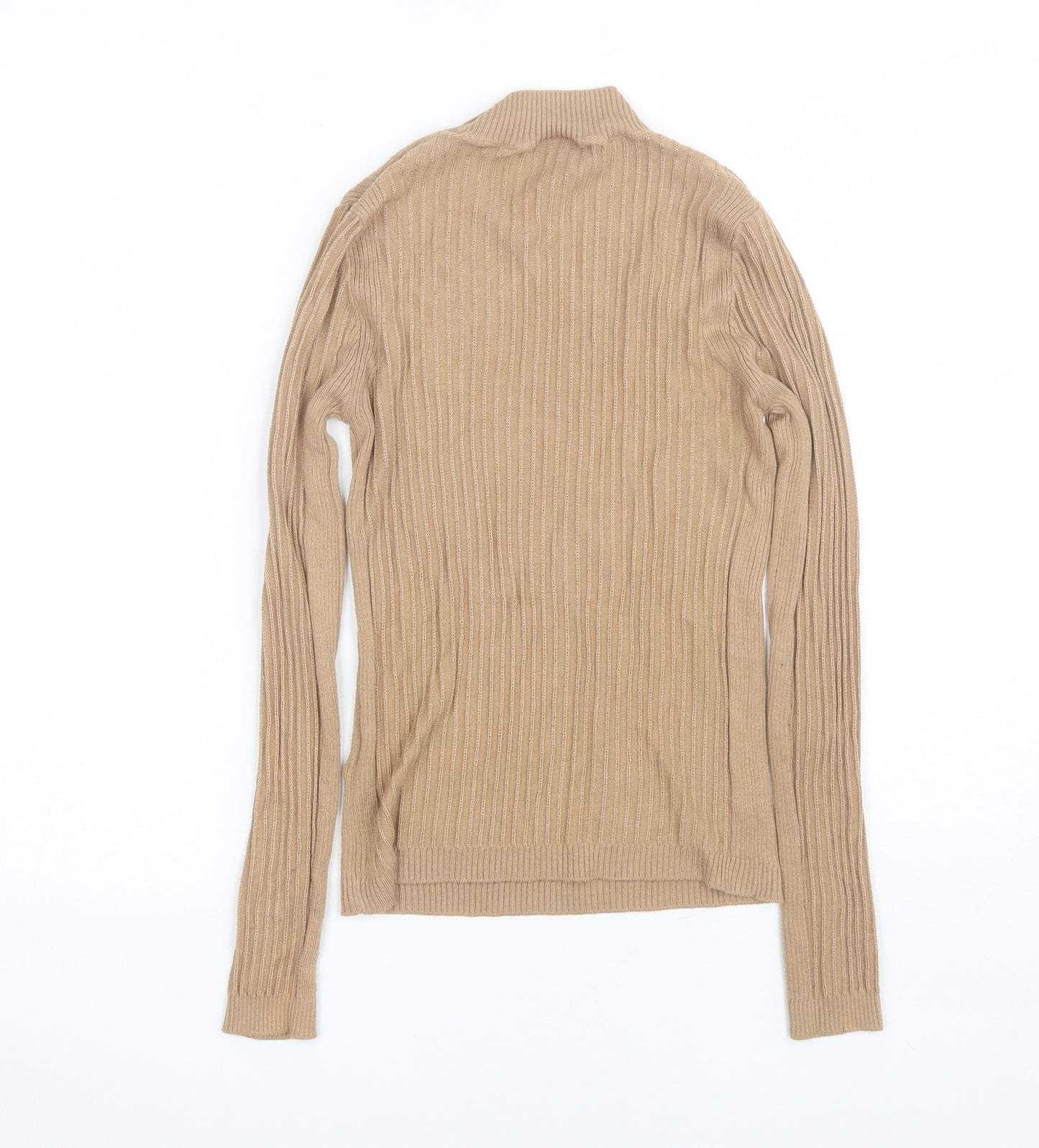 Topshop Womens Brown Mock Neck  Viscose Pullover Jumper Size 6