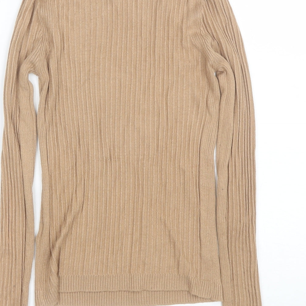 Topshop Womens Brown Mock Neck  Viscose Pullover Jumper Size 6
