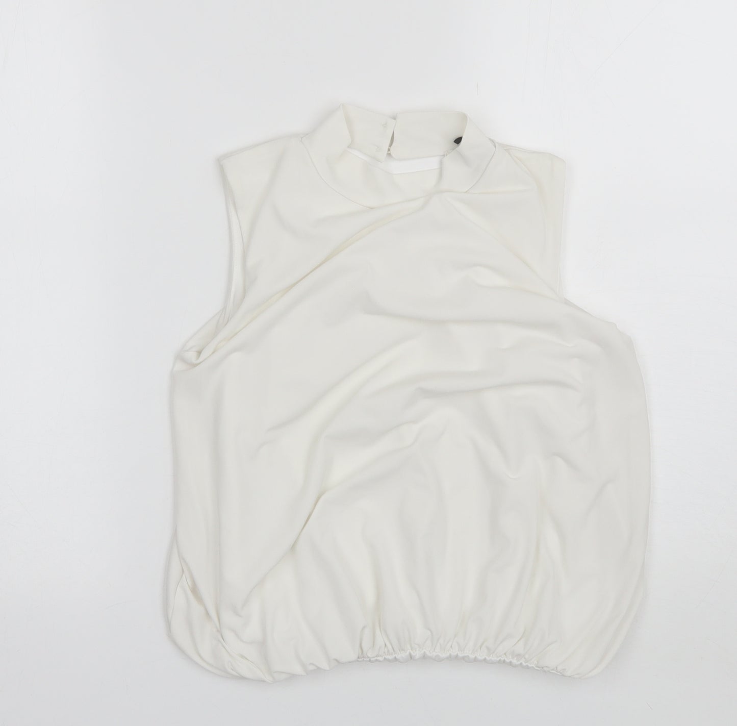 River Island Girls White  Polyester Basic Blouse Size 11-12 Years Mock Neck