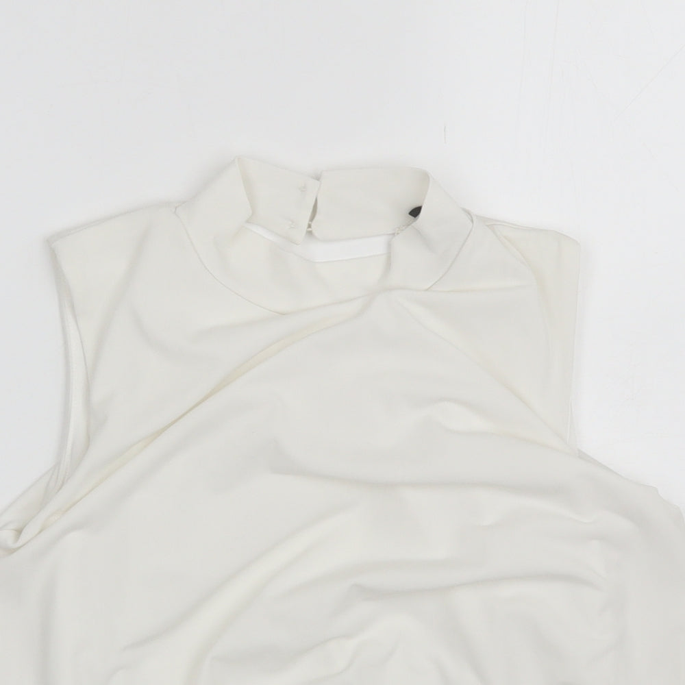 River Island Girls White  Polyester Basic Blouse Size 11-12 Years Mock Neck