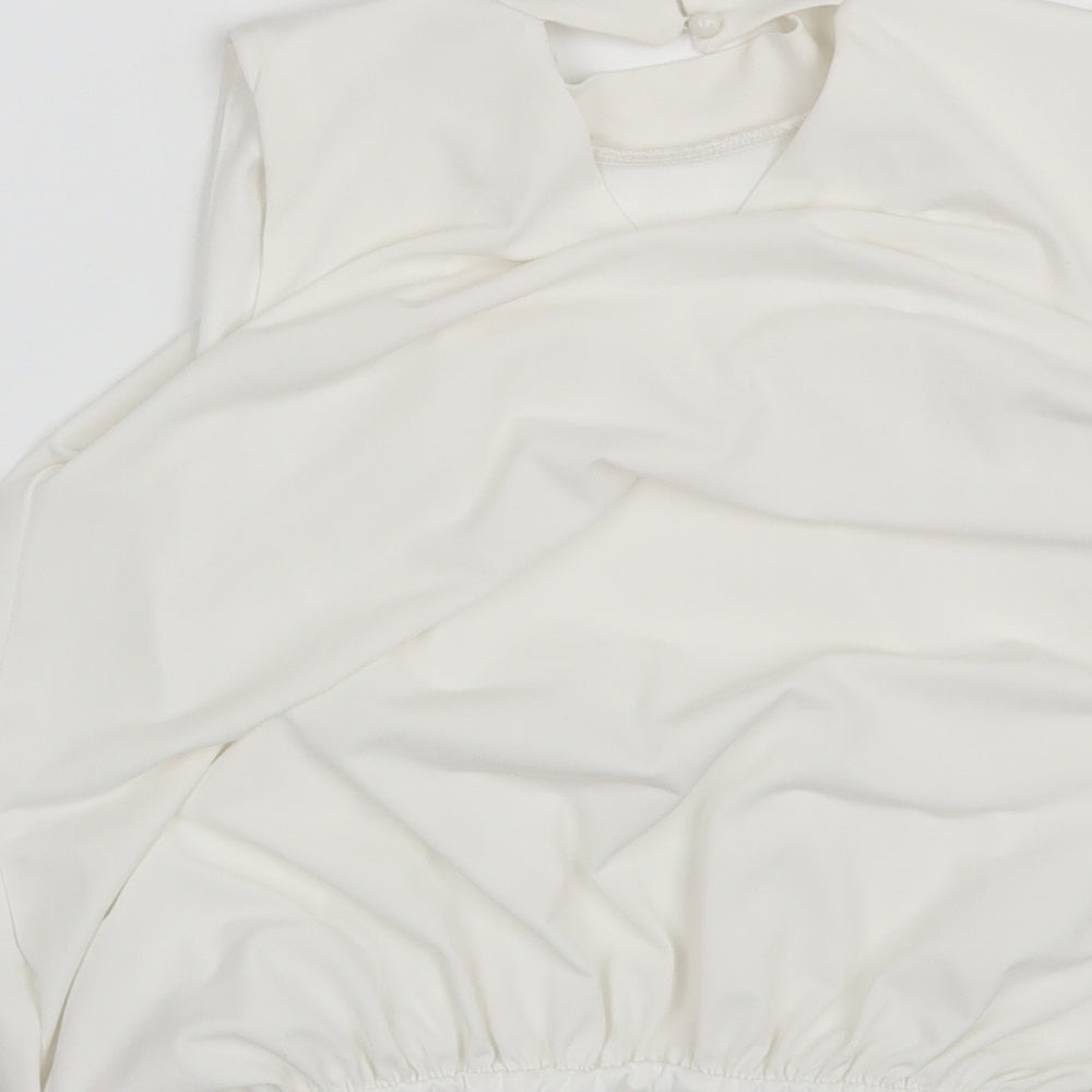 River Island Girls White  Polyester Basic Blouse Size 11-12 Years Mock Neck