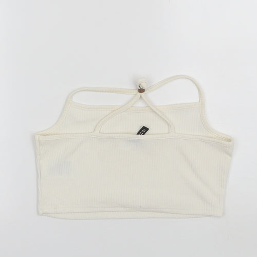 Divided Womens White  Polyester Cropped Tank Size L Round Neck