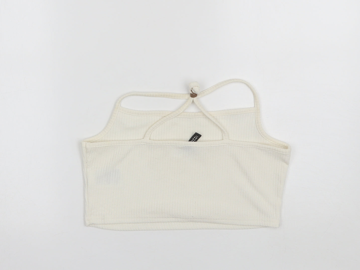 Divided Womens White  Polyester Cropped Tank Size L Round Neck