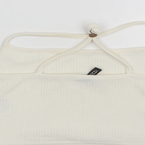 Divided Womens White  Polyester Cropped Tank Size L Round Neck