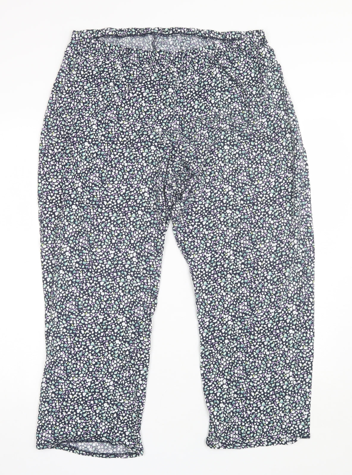 Marks and Spencer Womens Blue Floral Cotton  Pyjama Pants Size 20