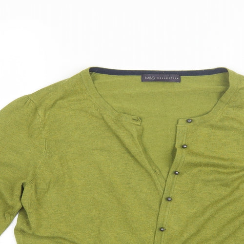 Marks and Spencer Womens Green Round Neck  Viscose Cardigan Jumper Size 16