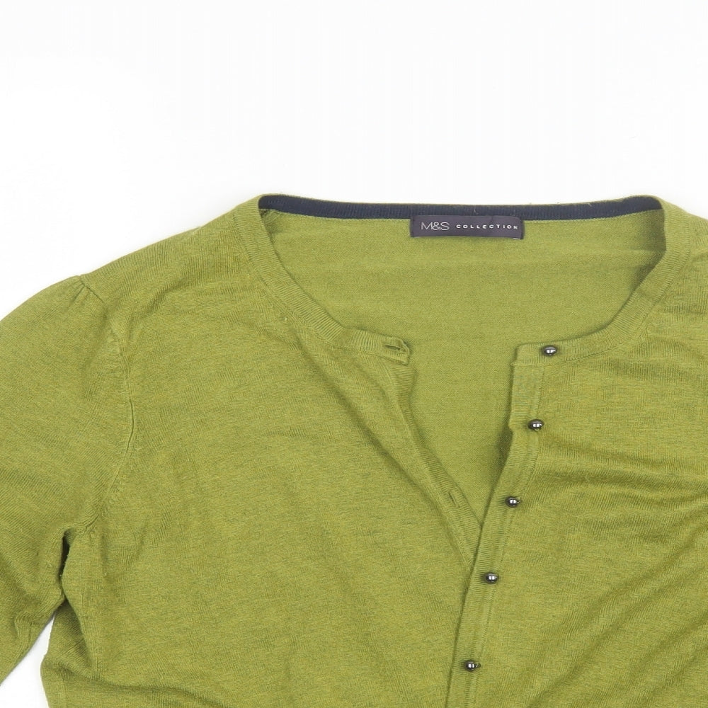 Marks and Spencer Womens Green Round Neck  Viscose Cardigan Jumper Size 16