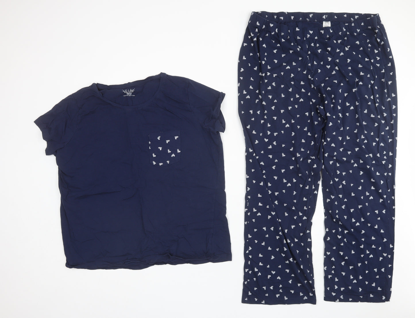 F&F Womens Blue  Cotton Top Pyjama Set Size 20