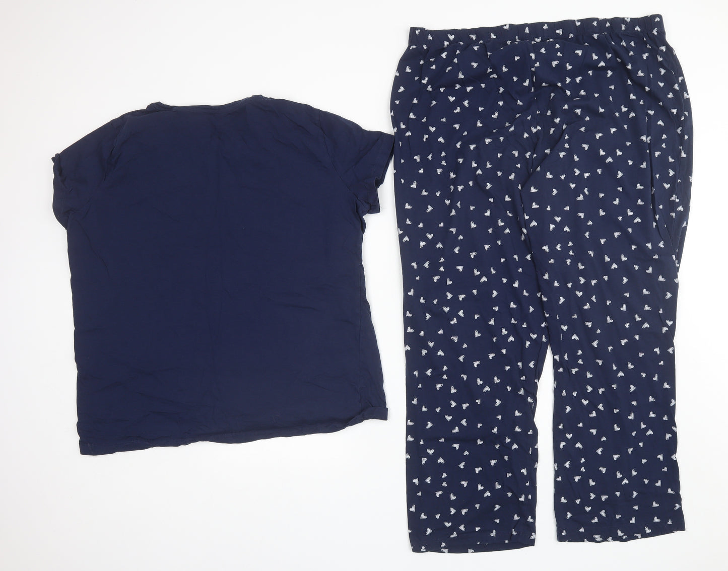 F&F Womens Blue  Cotton Top Pyjama Set Size 20