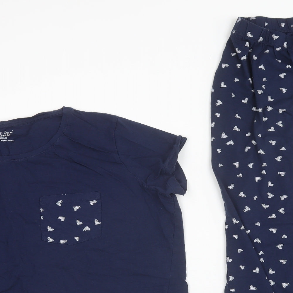 F&F Womens Blue  Cotton Top Pyjama Set Size 20