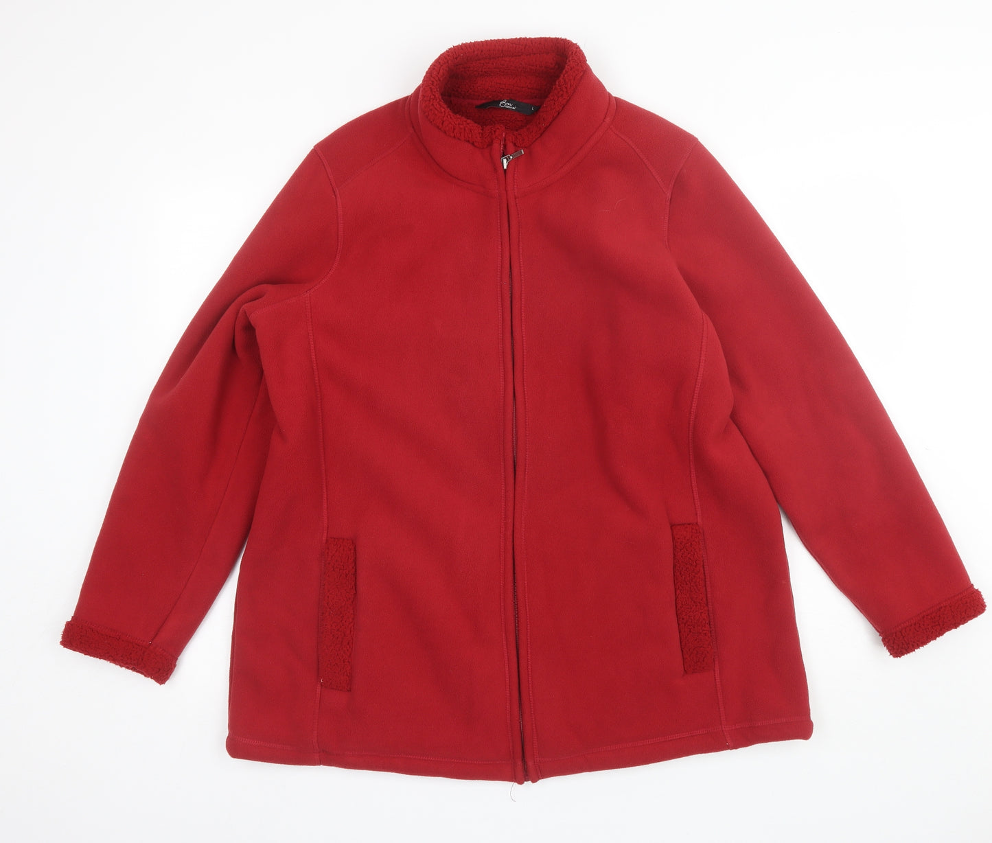 BM Casual Womens Red Collared  Polyester Full Zip Jumper Size L