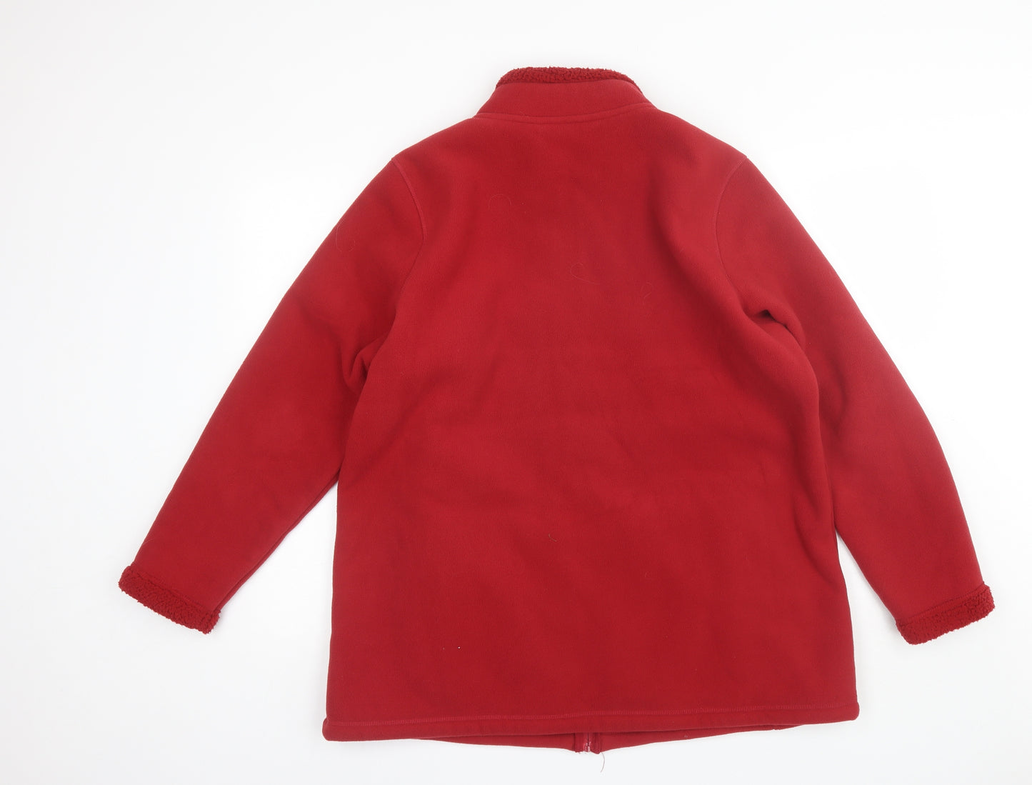 BM Casual Womens Red Collared  Polyester Full Zip Jumper Size L