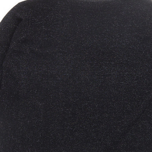 BM Womens Black V-Neck  Acrylic Pullover Jumper Size M