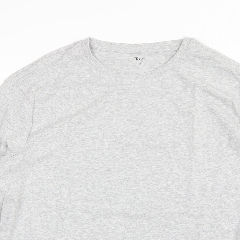 TU Mens Grey  Cotton  T-Shirt Size XL Round Neck