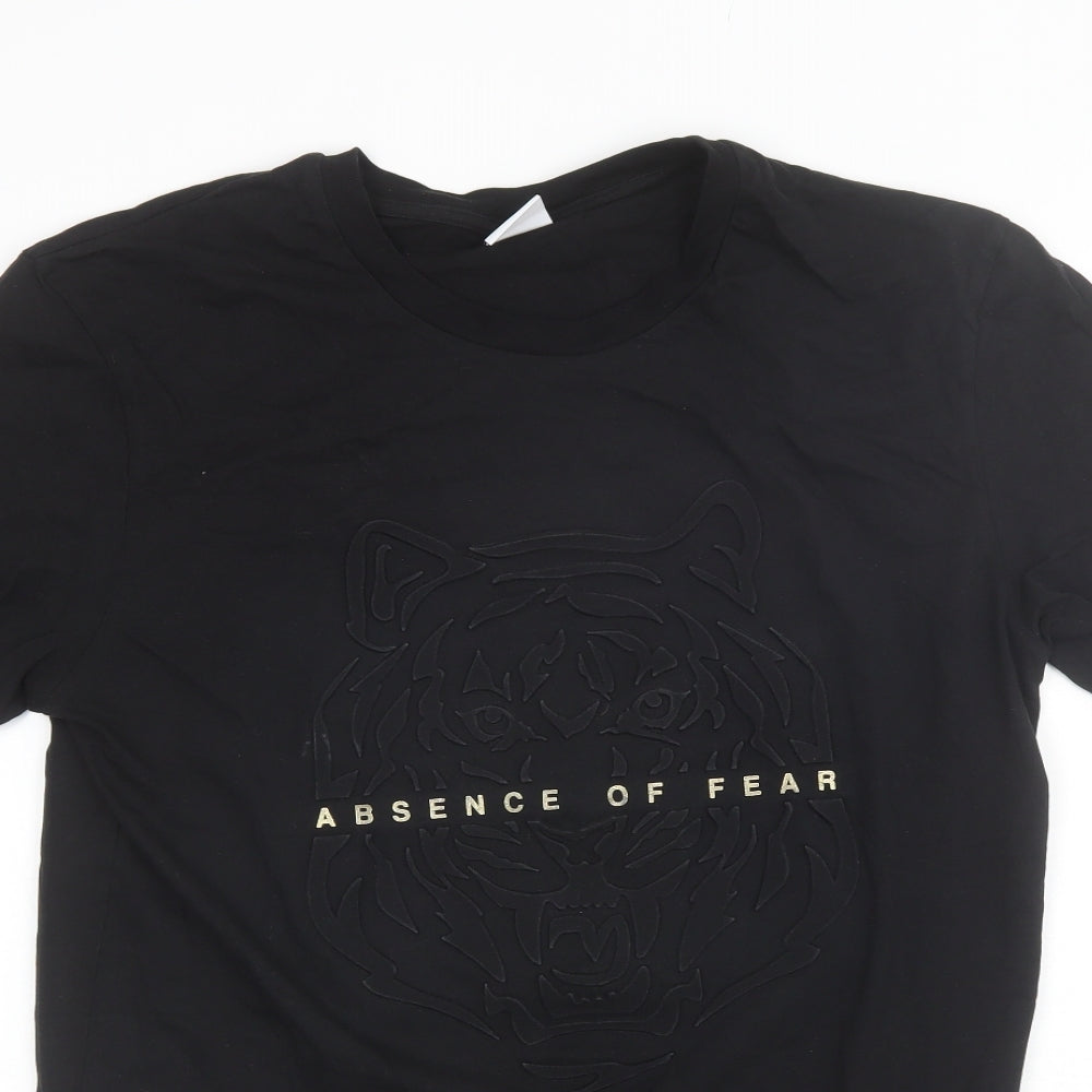 Zara Mens Black  Cotton  T-Shirt Size XL Round Neck