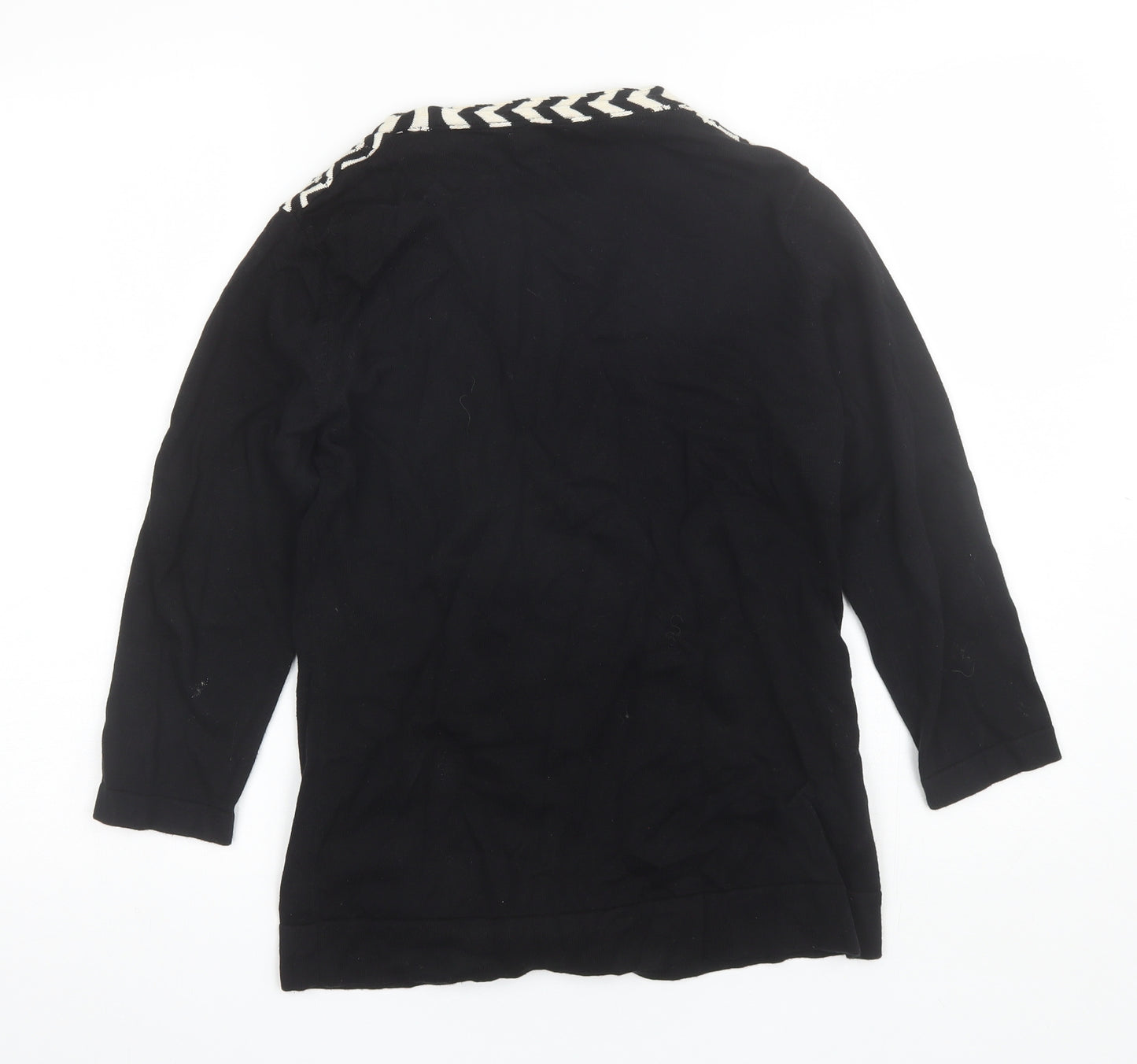 Country Casuals Womens Black V-Neck  Cotton Cardigan Jumper Size S