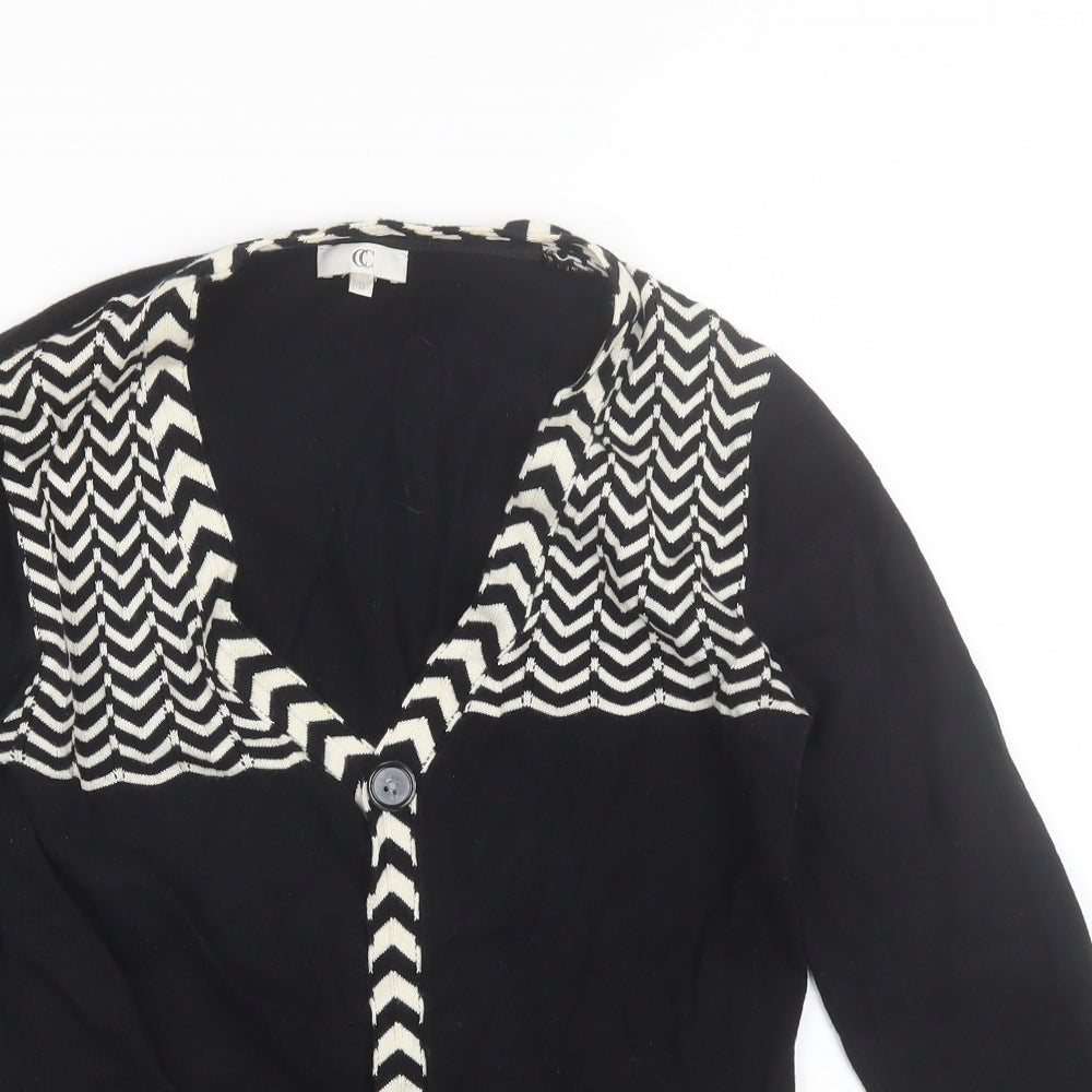 Country Casuals Womens Black V-Neck  Cotton Cardigan Jumper Size S