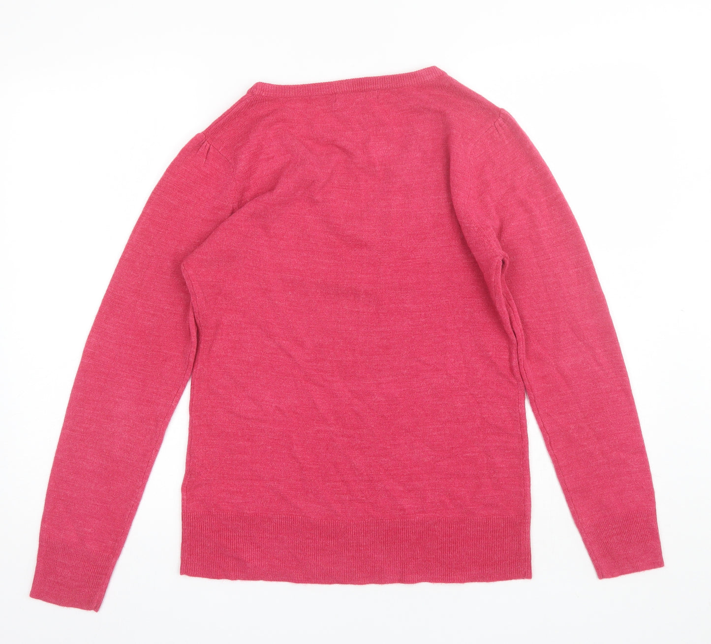 E-vie Womens Pink V-Neck  Acrylic Pullover Jumper Size 14