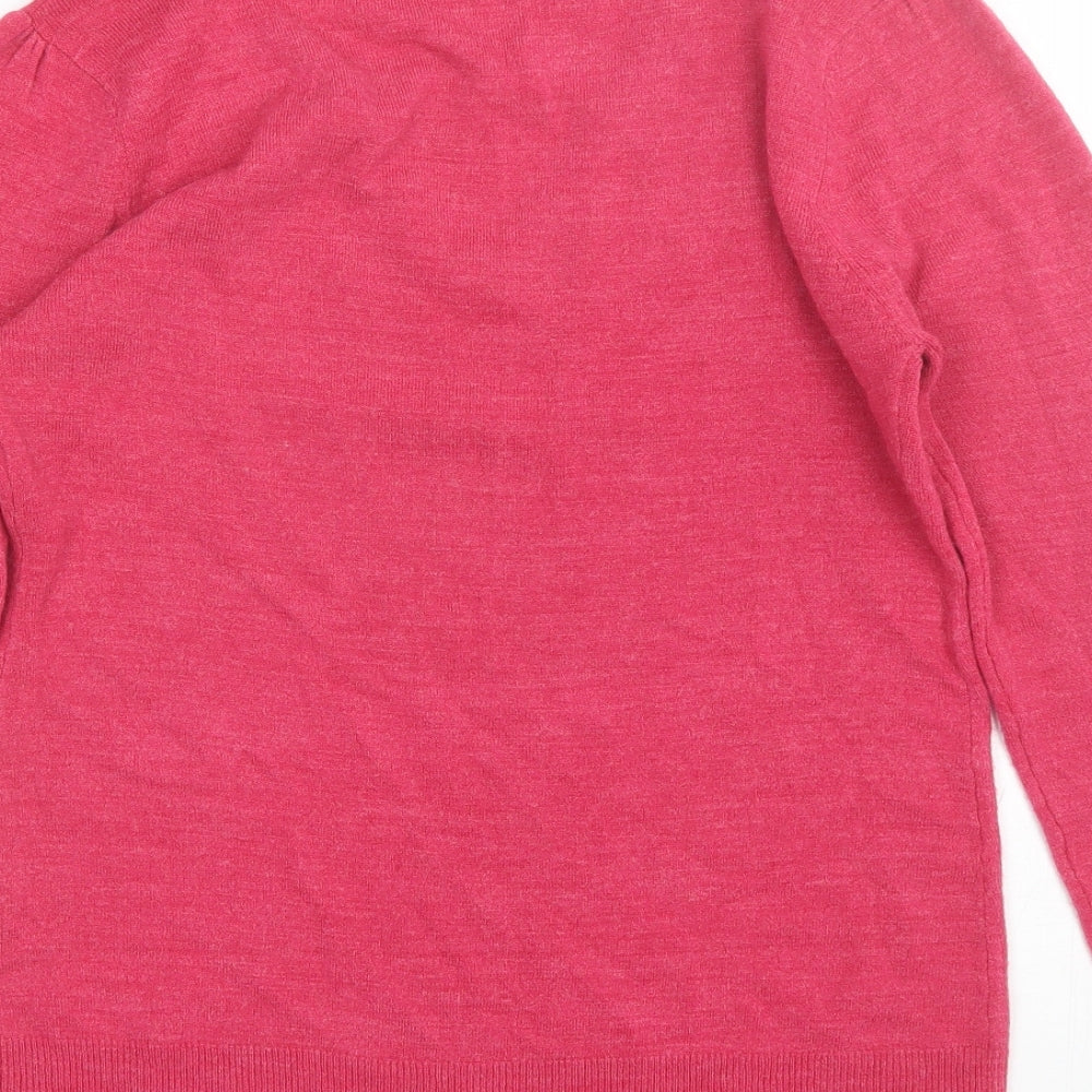 E-vie Womens Pink V-Neck  Acrylic Pullover Jumper Size 14