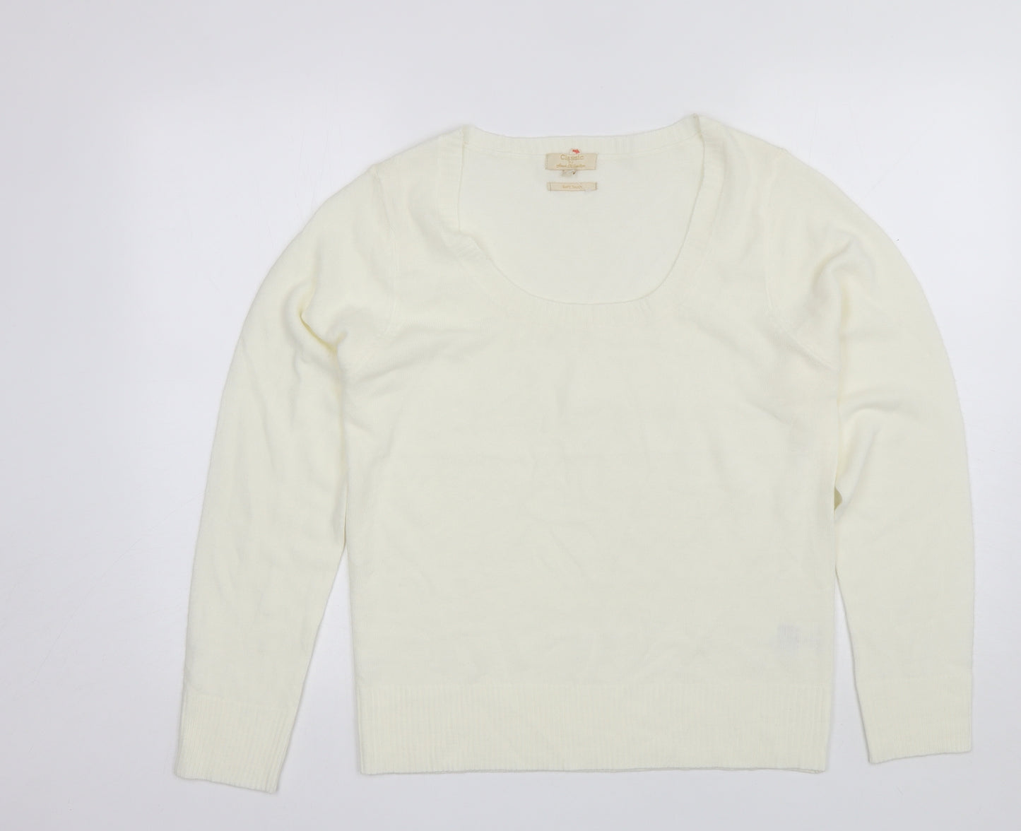 Sarah Hamilton Womens White Round Neck  Acrylic Pullover Jumper Size XL