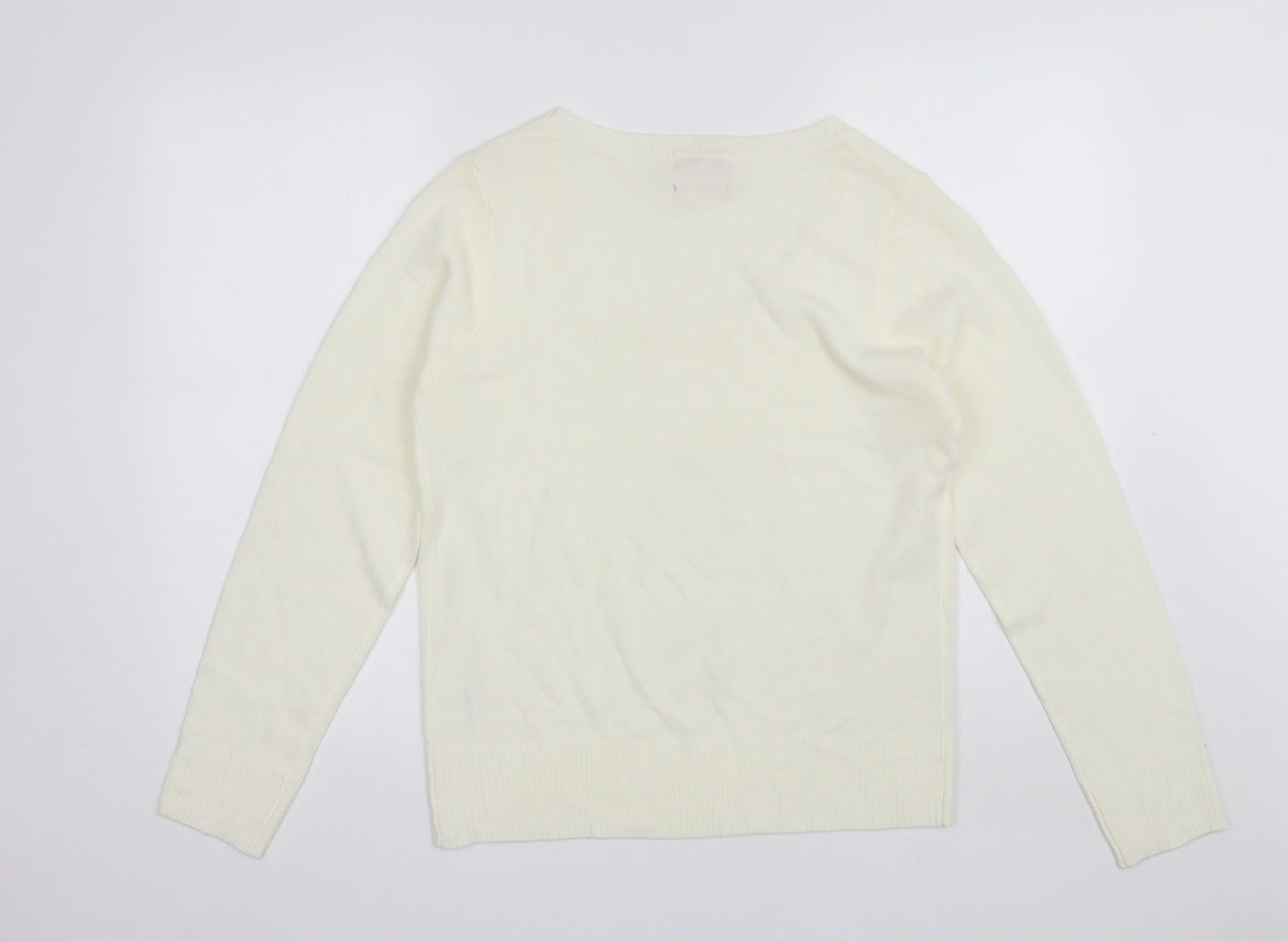 Sarah Hamilton Womens White Round Neck  Acrylic Pullover Jumper Size XL