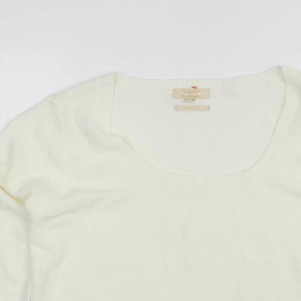 Sarah Hamilton Womens White Round Neck  Acrylic Pullover Jumper Size XL