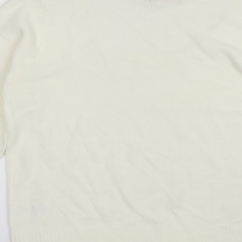 Sarah Hamilton Womens White Round Neck  Acrylic Pullover Jumper Size XL