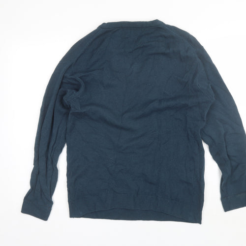 Berkertex Mens Blue V-Neck  Wool Pullover Jumper Size S