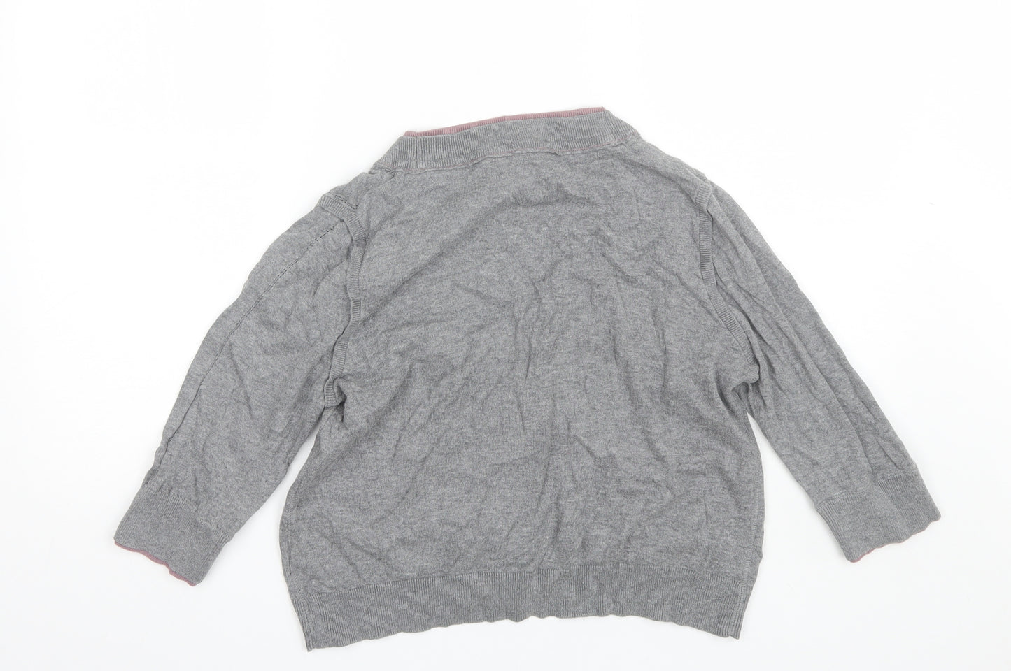 NEXT Womens Grey V-Neck  Cotton Cardigan Jumper Size 16