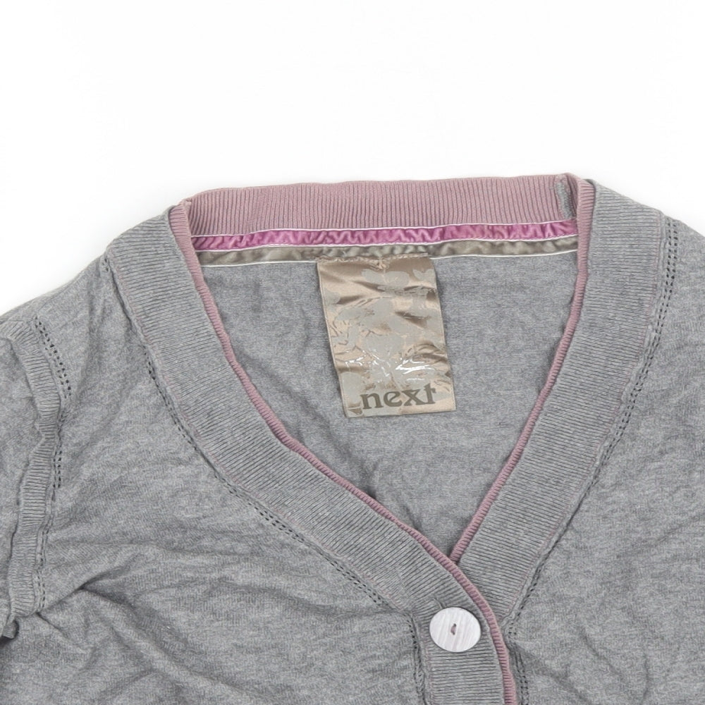 NEXT Womens Grey V-Neck  Cotton Cardigan Jumper Size 16