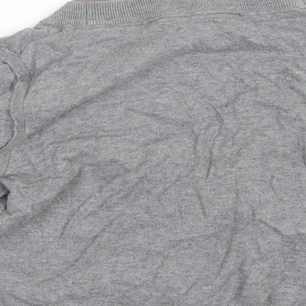 NEXT Womens Grey V-Neck  Cotton Cardigan Jumper Size 16