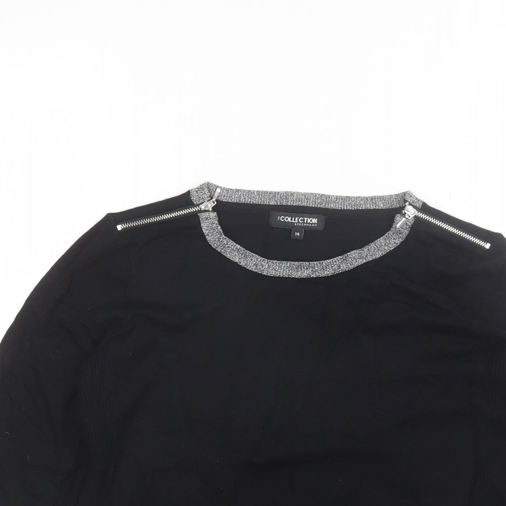 Debenhams Womens Black Round Neck  Viscose Pullover Jumper Size 14