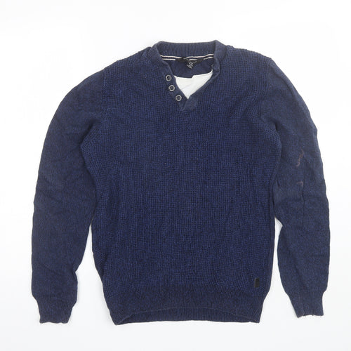 Cedar Wood State Mens Blue V-Neck  Cotton Pullover Jumper Size M