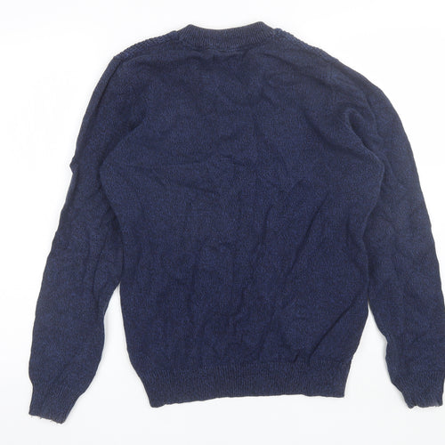 Cedar Wood State Mens Blue V-Neck  Cotton Pullover Jumper Size M