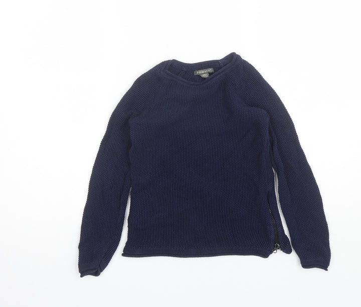 Primark Boys Blue Round Neck Cotton Pullover Jumper Size 7-8 Years