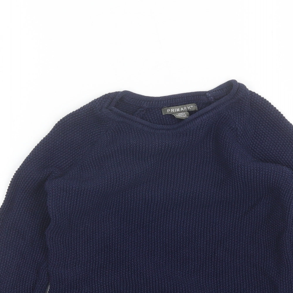 Primark Boys Blue Round Neck  Cotton Pullover Jumper Size 7-8 Years