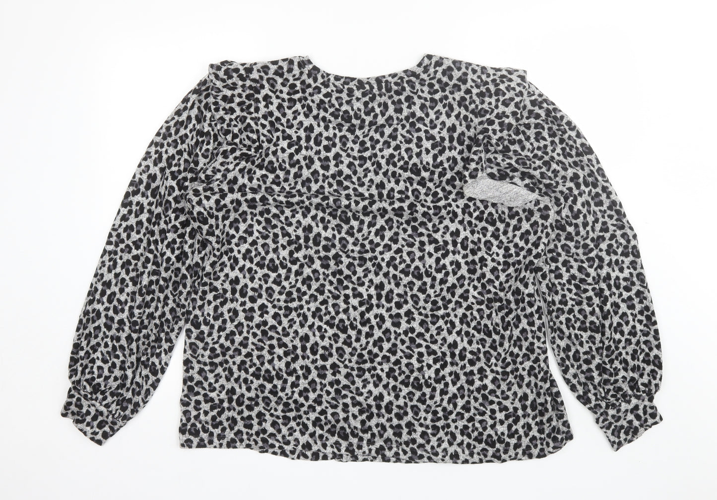 F&F Womens Grey Animal Print Viscose Basic Blouse Size 20 Round Neck