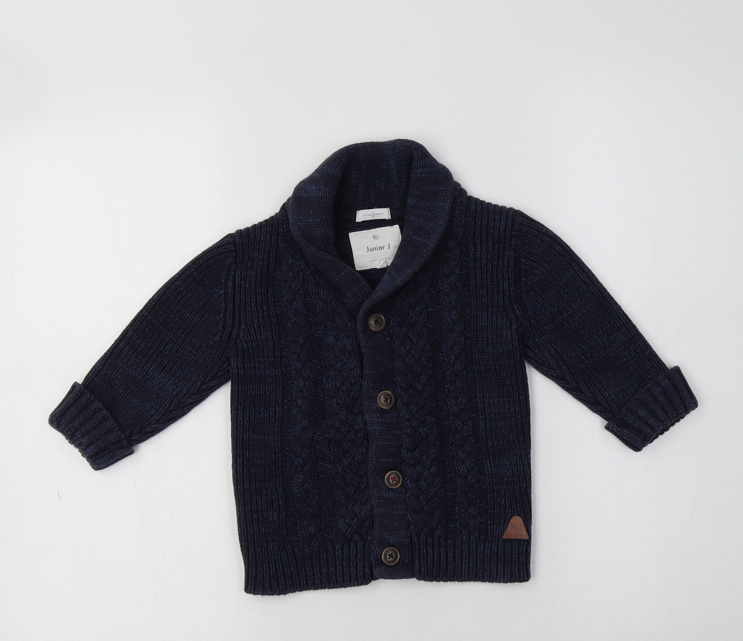 Jasper Conran Boys Blue Collared  Cotton Cardigan Jumper Size 2-3 Years  Button