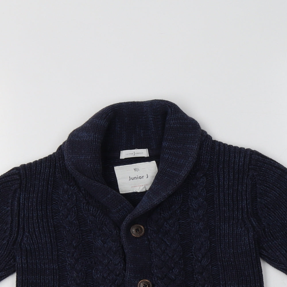 Jasper Conran Boys Blue Collared  Cotton Cardigan Jumper Size 2-3 Years  Button
