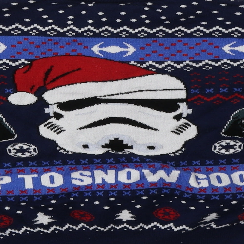 TU Boys Blue Crew Neck Fair Isle Cotton Pullover Jumper Size 5 Years   - Star Wars Christmas