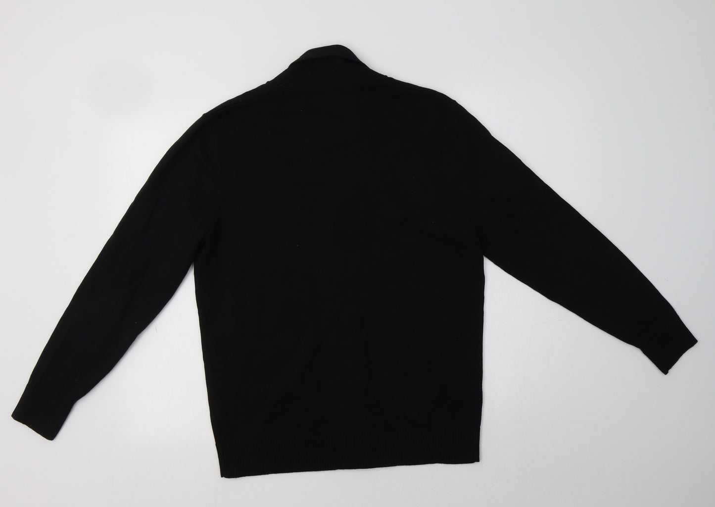 Burton Mens Black V-Neck  Cotton Cardigan Jumper Size M