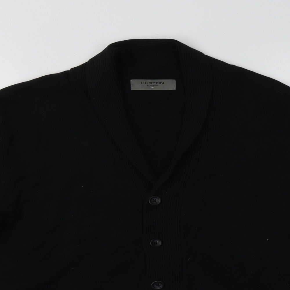 Burton Mens Black V-Neck  Cotton Cardigan Jumper Size M
